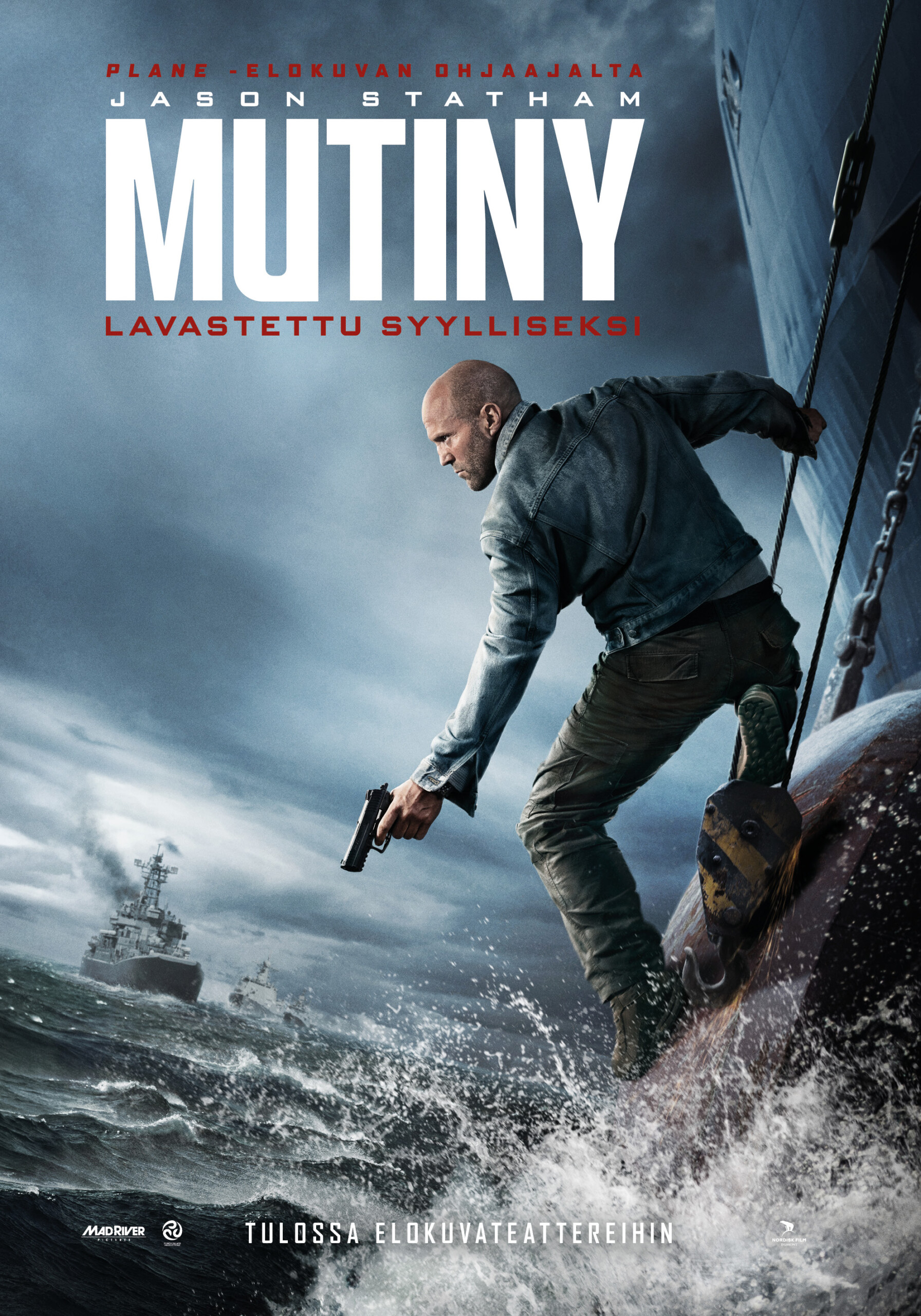 Jean-François Richet ohjaama Mutiny - Lavastettu syylliseksi tulossa elokuvateattereihin. Pääosissa Jason Statham, Annabelle Wallis, Roland Møller ja Adrian Lester.